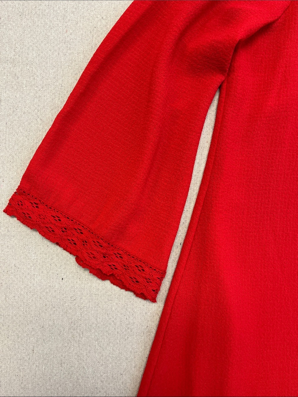 Max Studio Red Lace Trim Shift Dress Women’s Large Boho Chic - Picture 4 of 15